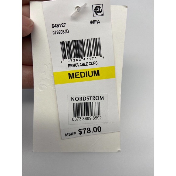 Becca Bikini Top Women's Sz M Bra Swimwear Ribbed Blue Removable Pads NWT - Picture 4 of 10